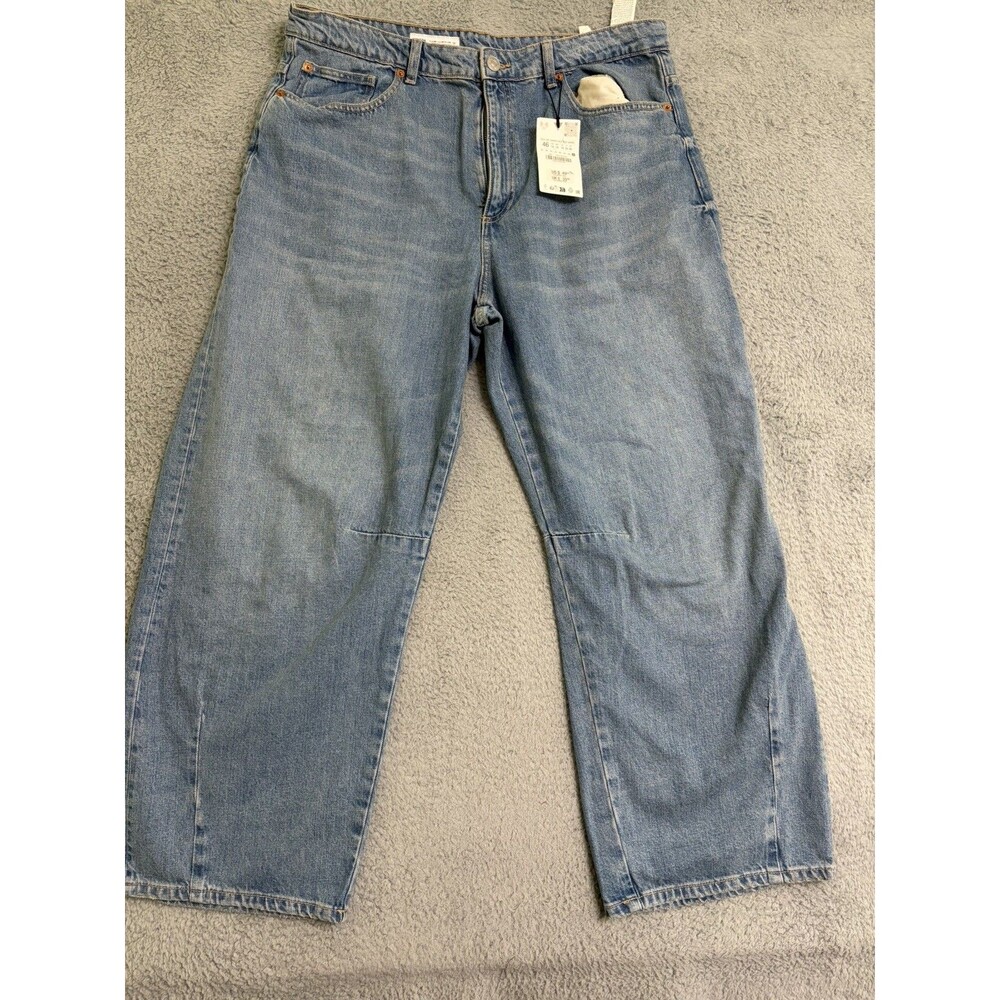 Zara Barrel Jeans Womens 14 Balloon Baggy Denim Wide Leg Streetwear Y2K READ